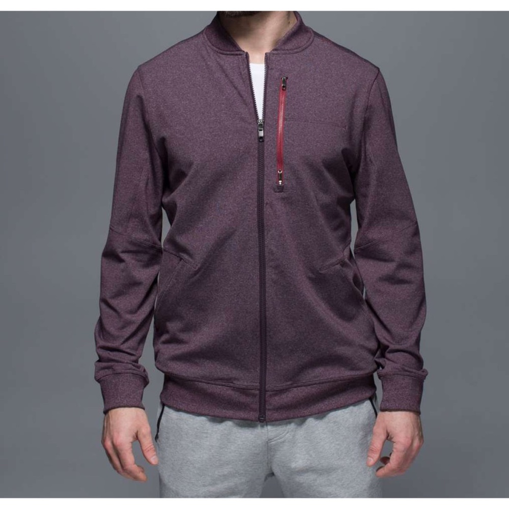 lululemon athletica Men's Performance Jacket in Plum with Red Zip